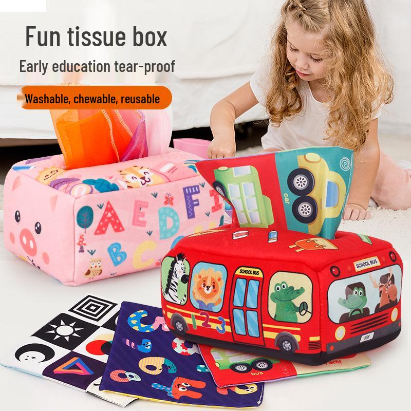 Indestructible Baby Tissue Box Toy: Early Learning Pull-Out Tissues for Ages 0-1