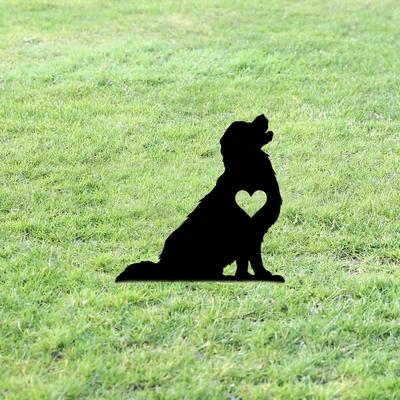 Estaca Dorada Pegajosa para Perro - Silueta de Arte en Hierro Señal de Metal para Jardín | Decoración Exterior Creativa para Patio y Jardín para Mascotas
