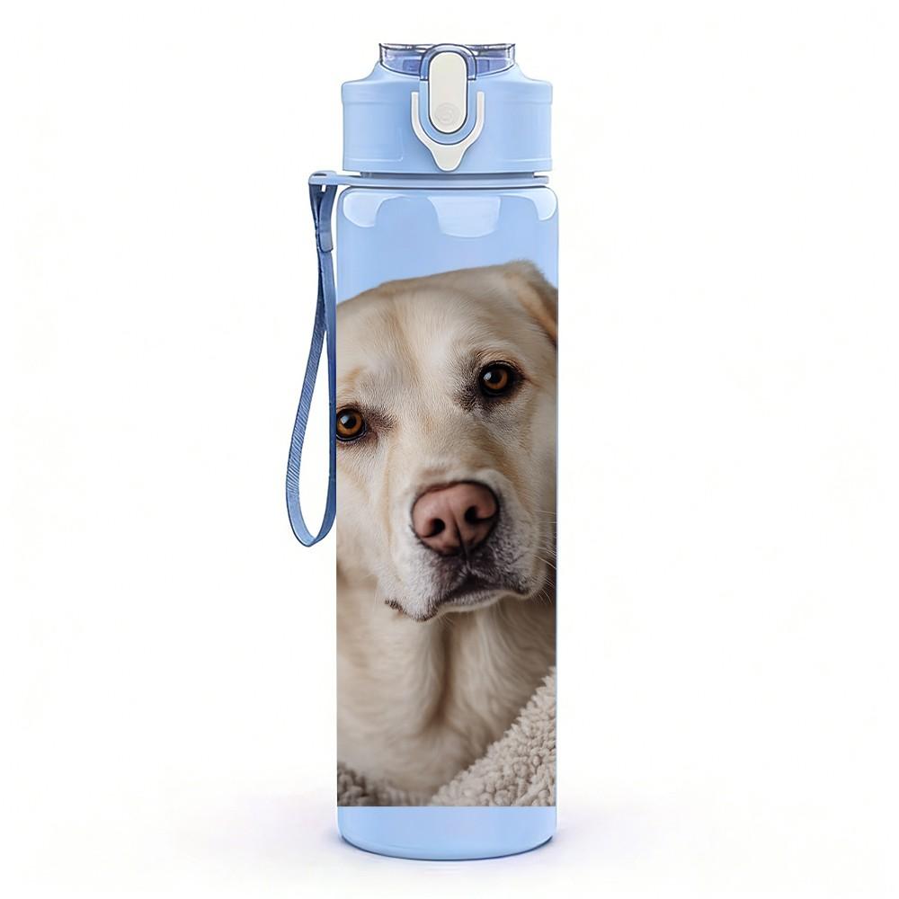 1PC Labrador Retriever Dog Pet Print 750ml Color Plastic Sports Water Bottle Leakproof Flip Straw Lid Suitable for Sports Office Home Use