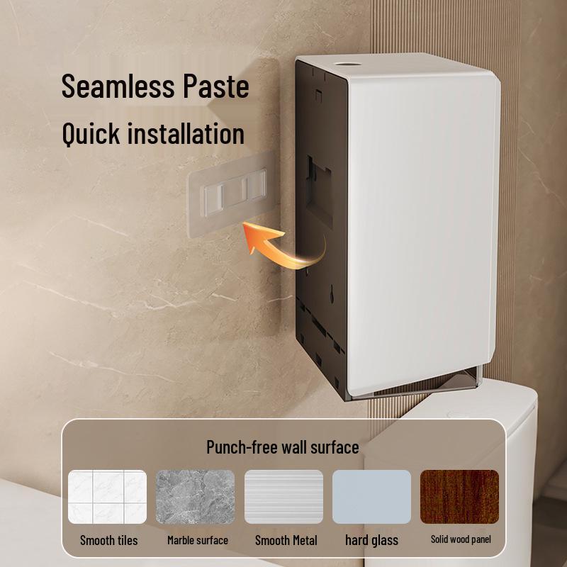 Punch-Free Wall-Mounted Tissue Box Holder for Bathroom, Kitchen, and Living Room