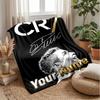Cristiano Ronaldo Custom Name Text Flannel Blanket Soccer Logo Personalized Fleece Throw Blanket Special Gift For Sofa Bedroom Home