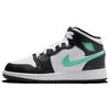 Air 1 Mid High-top Retro Basketball Shoes White/black/green Unisex GS Leather DQ8423-103