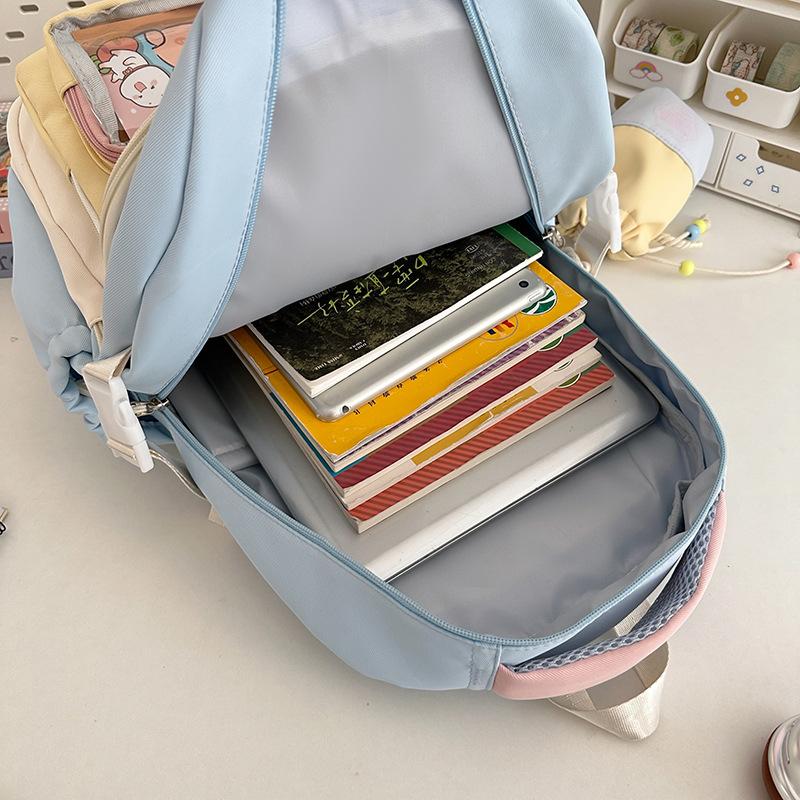 Schoolbag new high-value Japanese ins college style fresh and sweet small backpack girl candy contrasting splicing backpack