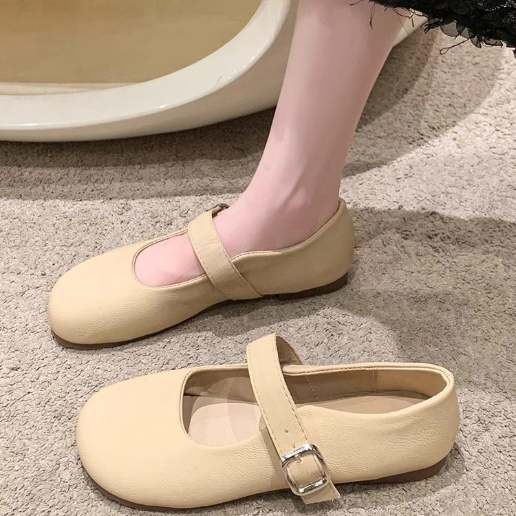 Mary Jane Shoes Women's Flat Shoes Spring and Autumn 2025 New Shallow Mouth Grandma Shoes Gentle Wind with Skirt Small Leather Shoes