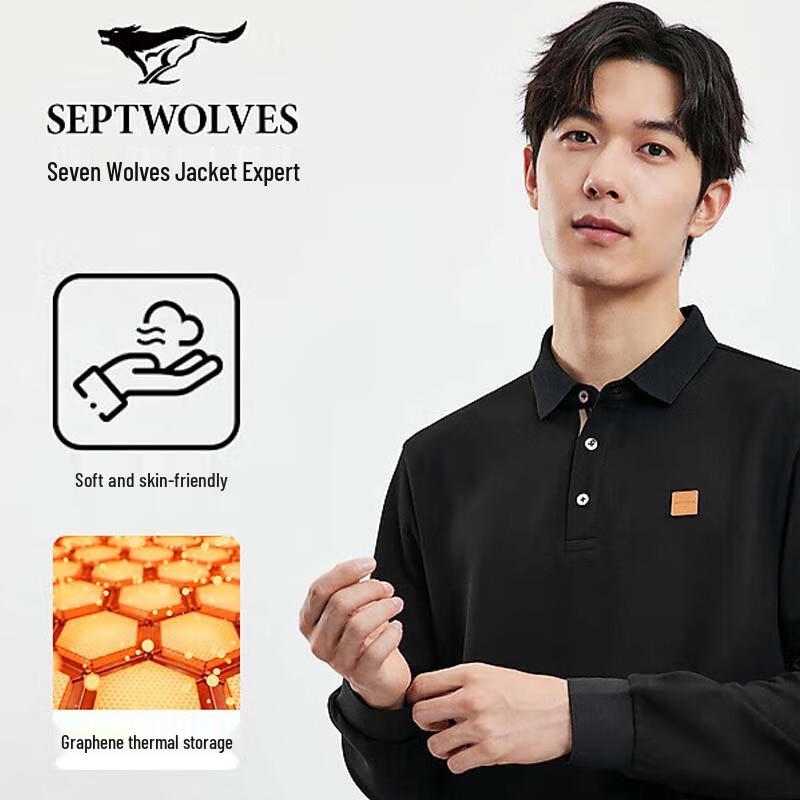 SEPTWOLVES Men s Modal Cotton Long-Sleeve Polo Shirt XXL