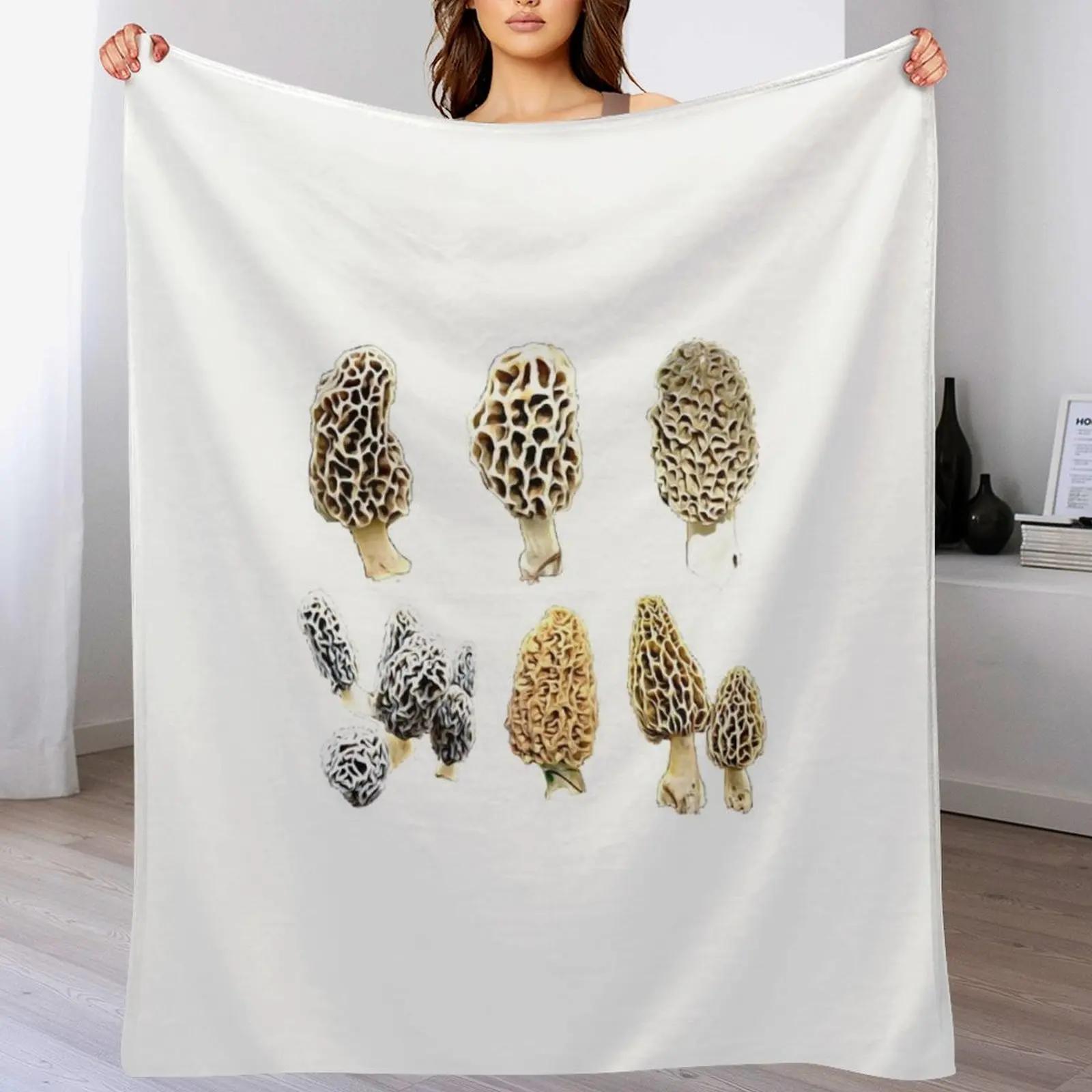 

Variety of Morel Mushrooms Throw Blanket Breathable Lightweight Blanket for Adults Kids 102x76cm(40x30in)