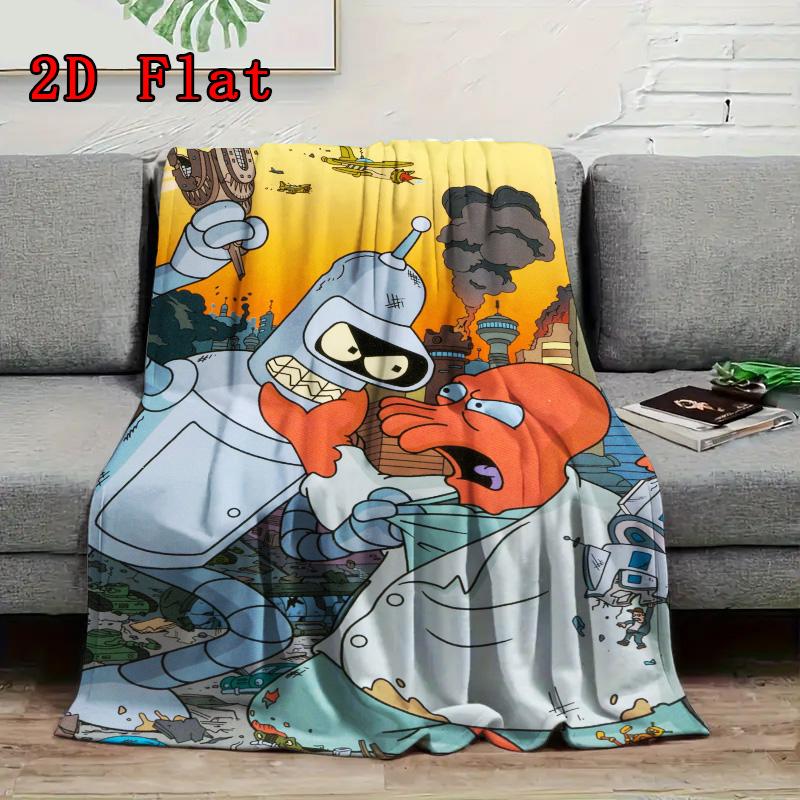 Robot Cartoon 2D Flat Pattern Flannel Blanket High Quality All Seasons Warmth and Comfort Perfect for Christmas Gifts.PMT0914369