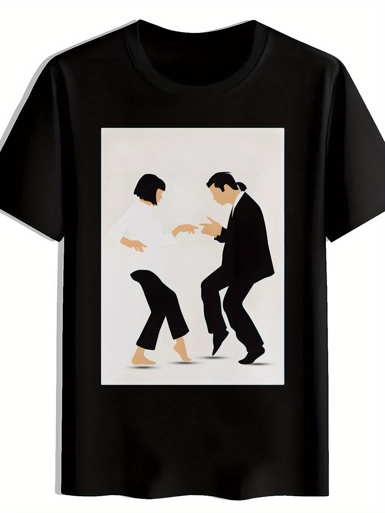 Black Pulp Fiction Graphic T-shirt - Casual Crew Neck S