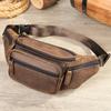 Retro Crazy Horse Leather Men's Waist Bag, Casual Genuine Leather Crossbody Bag, Multi Functional Large Capacity Head Layer Leather Chest Bag