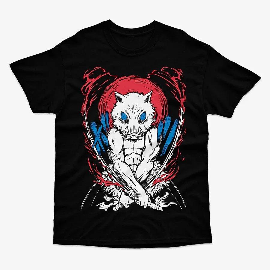 Demon Slayer Inosuke Hashibira Anime Graphic T Shirt Manga Streetwear Cotton Oversized Tee S разноцветный