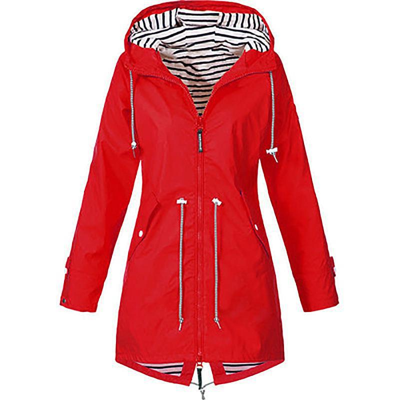 Women's Autumn High Collar Simple Solid Waisted Punching Jacket Zipper Windproof Outdoor Mountaineering Clothing