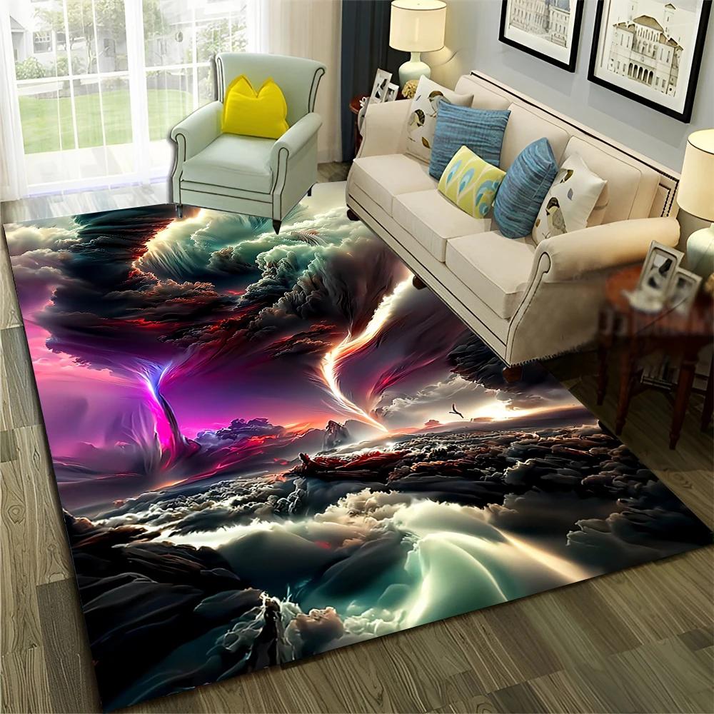 Dream Natural Tornado Cloud Twister Carpet Rug for Home Living Room Bedroom Sofa Doormat Decor,kids Area Rug Non-slip Floor Mat