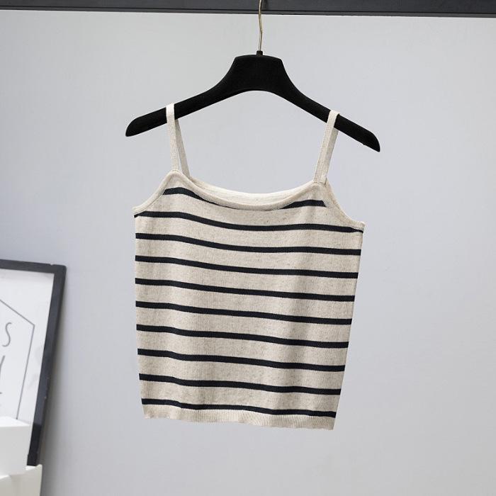 Women s Striped Knit Camisole Vest - Sleeveless, Versatile Summer Top One Size