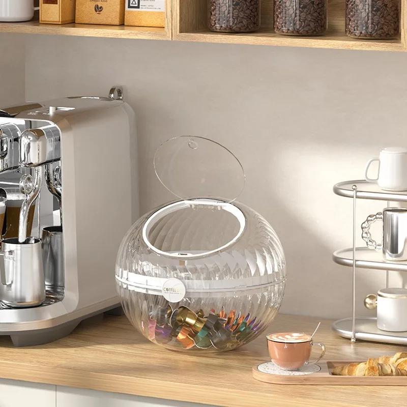 

Большая вместимость коробки для хранения кофейных капсул, барная стойка, прозрачная полка для хранения, коробка для хранения кофейных капсул и чайных пакетиков с крышкой