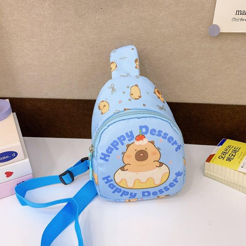 School Bag Breast Bag Cartoon Boys and Girls Change Bag Kapibara Casual Shoulder Messenger Bag Back