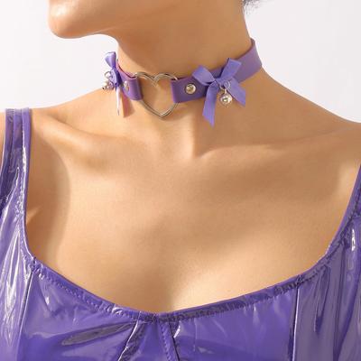 Collier ras du cou géométrique amour vent doux nœud en cuir clochette Europe et États-Unis Halloween
