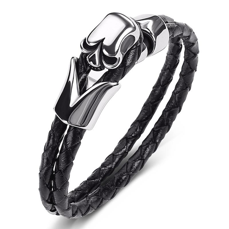 2026 European and American Men s Genuine Leather Bracelet, Woven Rope Bone Bracelet Bracelet. 16.5CM