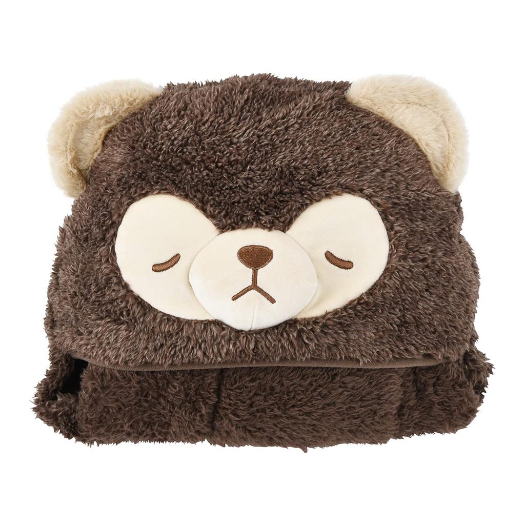 Livheart 5-Way Blanket, Warm-Up Animals, Moko the Little Bear (Total Length: Approx. 120cm), Fluffy and Convenient, 94252-32, Semi-Single