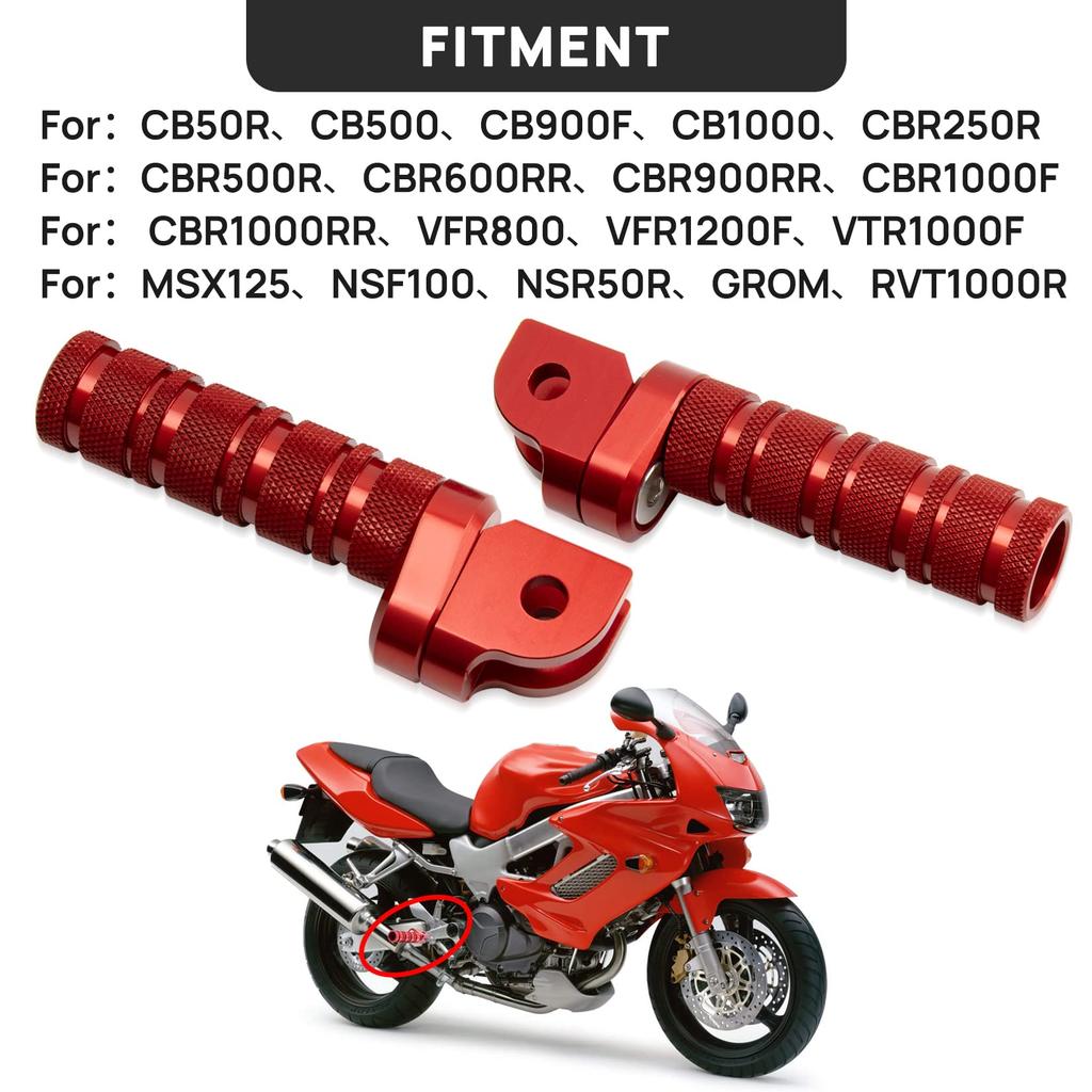 Motorcycle Step Front Pedal Non-Slip Silver Tone Foot Pegs for Honda