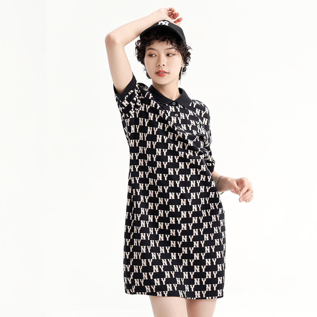 New MLB Short Sleeved Dress Women's Black 3FOPM0233-50BKS