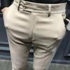 Men Ninth Pants Solid Color Soft Fabric Slim Fit Zip Up Straight Men Trousers Daily Clothes