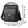 Men Multifunctial Leather Shoulder Bag Multi-Pocket Crossbody Messenger Bag Business Travel Handbag with Top Handle Black
