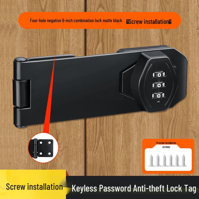 No-Drill Combination Lock for Cabinets, Drawers, and Refrigerators - Anti-Theft Double Door File Latch