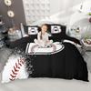 Homewish Kids Baseball Duvet Cover Set 2Pcs/3Pcs For Boys Girls Black White Bedding Set Black Reversible Quilt Cover Set
