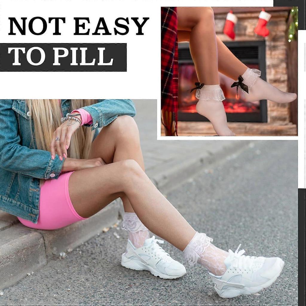 High Quality Brand New  4 Pairs Women's Lace Ankle Socks Ruffle Frilly Ankle