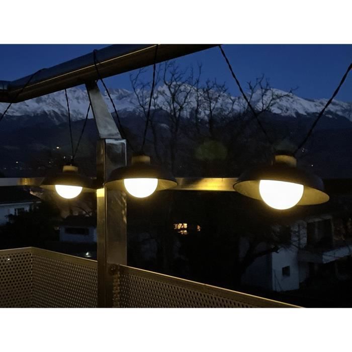 Solare Lichterkette - Luna - 5 m - Schwarz - 10 Glühbirnen - 50 Lumen - USB-aufladbar