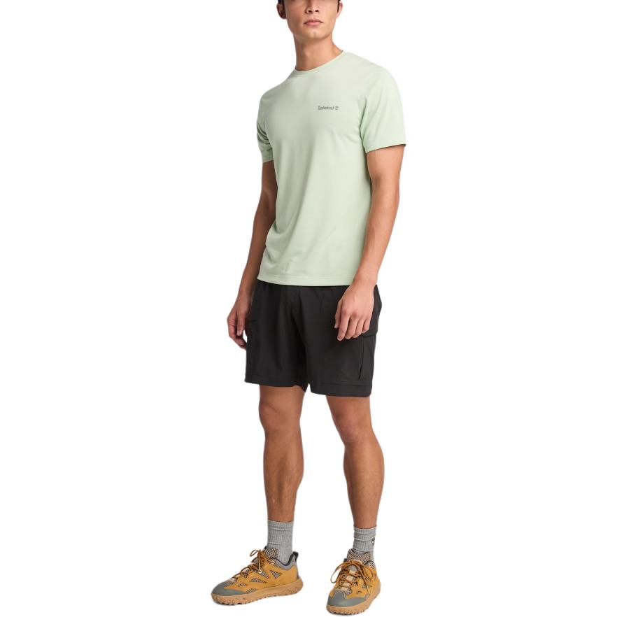 Timberland SS25 Casual Quick-Dry Breathable Short Sleeve T-Shirt Men tops Embossed-Green A6ASV-ENE