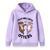 Kids Boys Girls Hoodie Cute Otters Print I Play Well With Otters Casual Long Sleeve Pullover Sweatshirt for Children