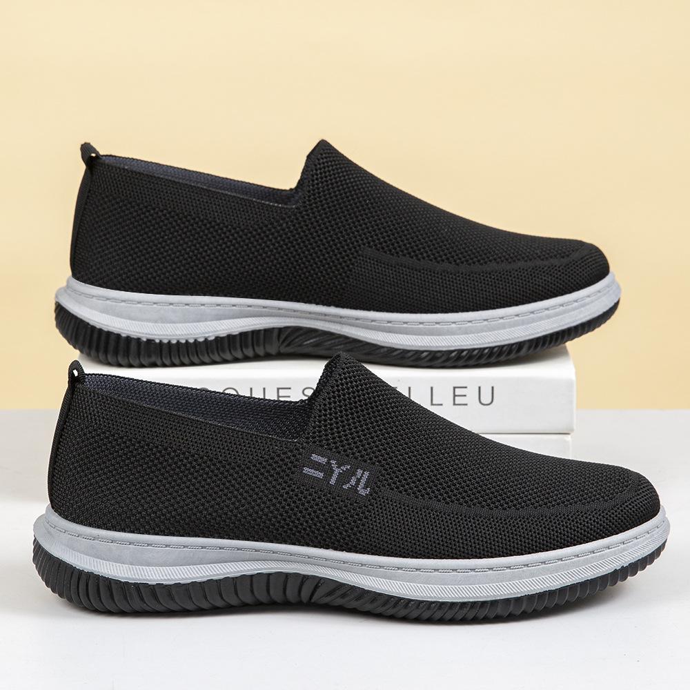 Flying Woven Mesh Casual Shoes Light and Comfortable Walking Shoes Breathable Texture Lazy Shoes