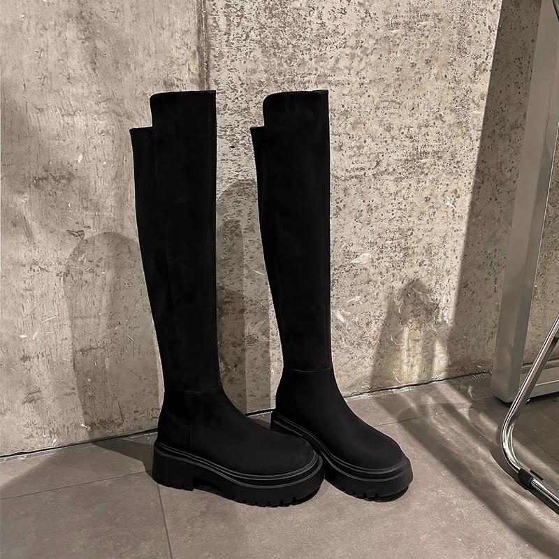 Uncle's same suede over-knee boots elastic thin boots long boots women's 2025 new long boots thick-soled high boots