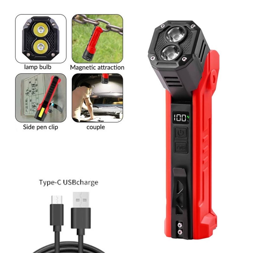 180° Rotating Work Light – Multi-Functional Flashlight with Pen Holder & Magnetic Base for Workshop, Car, Camping & 