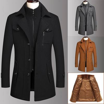 Giacca a vento da uomo Autunno Inverno Cappotto lungo in lana da uomo Trench maschile