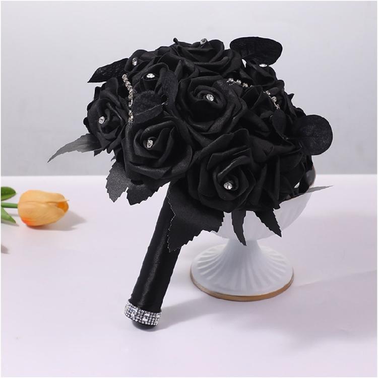 Red/Purple and Black Rose Artificial Flowers Bouquet Gothic Bridal Bouquet Wedding Bouquet,Wedding, Ceremony,Anniversary