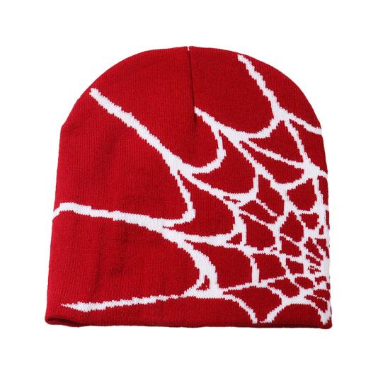 Unisex Knitting Hat Spider Web Pattern Jacquard Design Stretchy Fit Soft Hat Hiking Traveling Outdoors Warm Winter Hat
