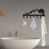Mountain Metal Key Holder with 7 Hooks - Sunset Scenery Black Iron Wall Mounted Decorative Rack