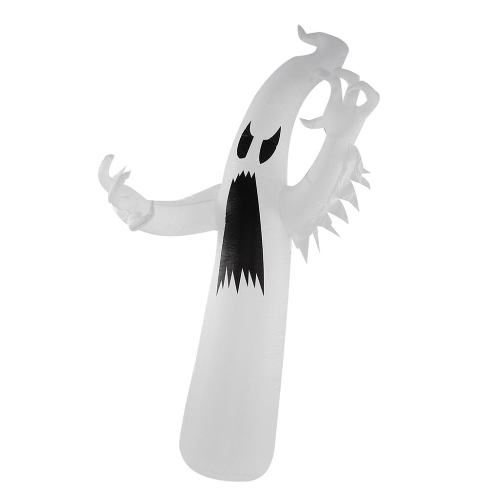 Halloween Inflatable White   with Colorful LED Light IP44 Waterproof Halloween Blow Up Yard Decoration for Outdoor Garden Lawn