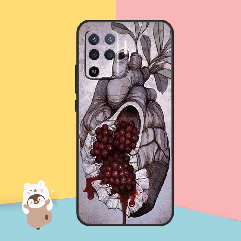 Essen Frucht Roter Granatapfel Hülle Für OPPO A54 A74 A94 A52 A72 A83 A91 A93 A15 A16 A5 A9 A31 A53 A53S 2020 Rückseite