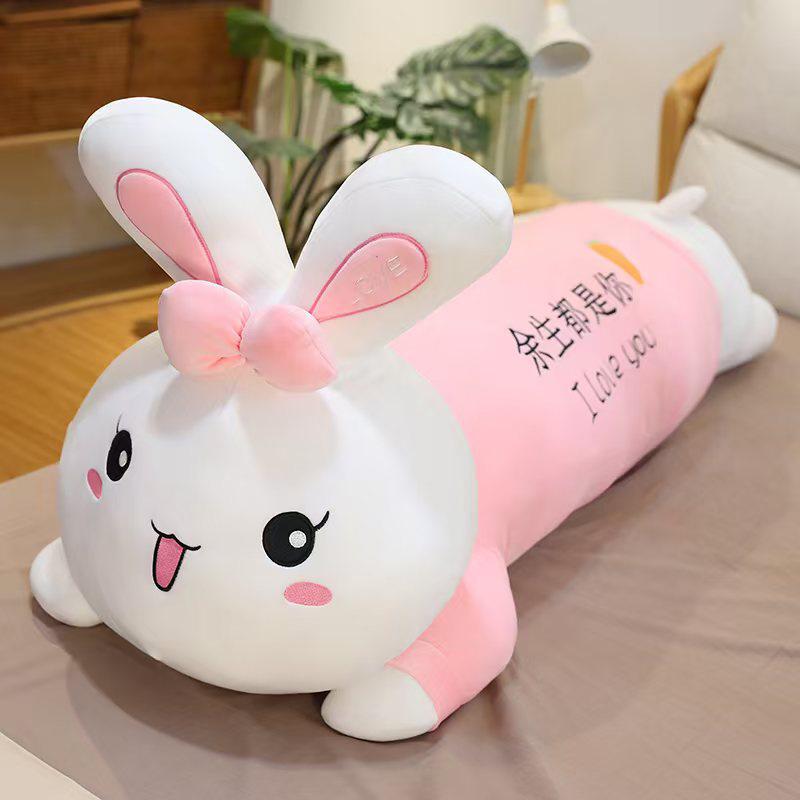 Plush Toy Girl Cute Lying Down Rabbit Soft Strip Sleeping Throw Pillow Children Doll Birthday