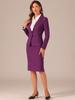 Ensemble tailleur jupe Allegra K, Blazer à manches longues et jupe crayon, Ensemble 2 pièces, Couleur unie, pour le travail, décontracté, pour femme, violet, taille M