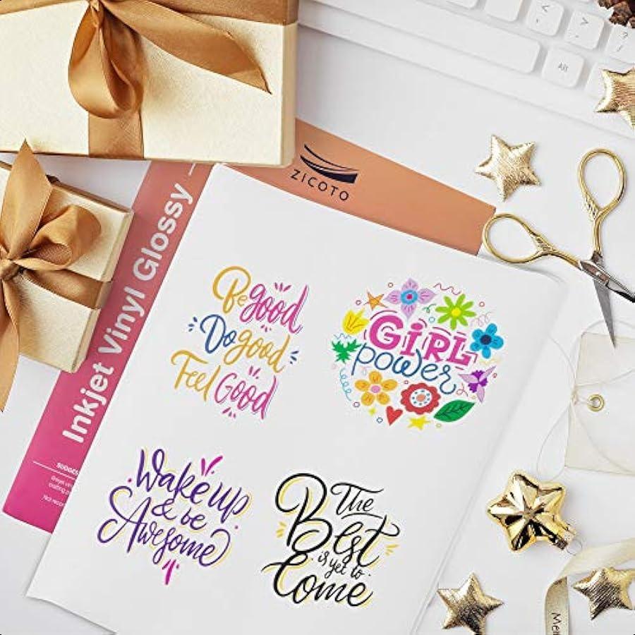 

Премиальная печатная виниловая бумага для наклеек глянцевая белая листы 8,5 x 11 дюймов для вашего струйного или лазерного принтера 15 водонепроницаемых листов для наклеек United States