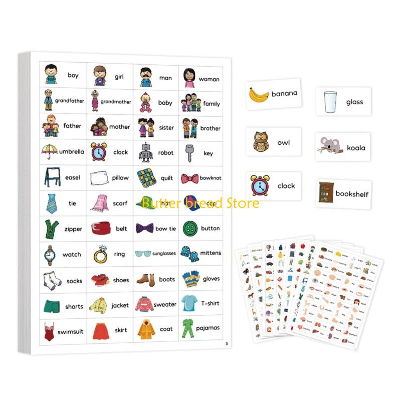 W89C Interactive English Vocabulary Sticker Educational Adhesive Language Word Labels