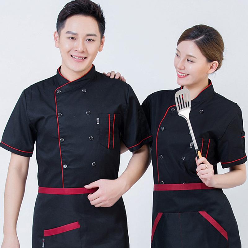 Chef Jacket Men Women Short Sleeve Shirt Kitchen Cook Coat Restaurant Waiter Uniforms