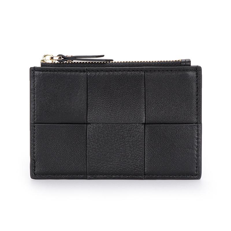Genuine Leather Women's Sheepskin Woven Coin Purse and Multi-Card Holder