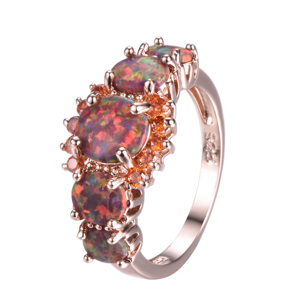 

New Women s Jewelry Rose Gold Five Oval Orbo Emerald Diamond Ring no. 5