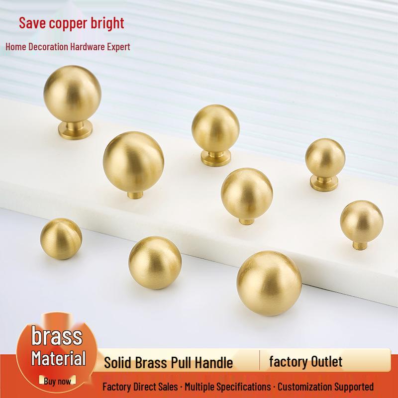 Gold Brass Round Ball Drawer Handle - Luxury French Design