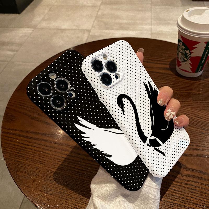 Luxury Clmj white swan Dots Phone Case for Samsung Galaxy S20 S21 S22 S23 S24 S25 FE Plus Note20 Ultra 4G 5G Glossy Film Hard PC